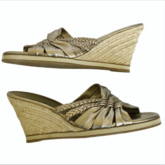 ANTONIO MELANI Gold Espadrille Wedge - Picture 1 of 13